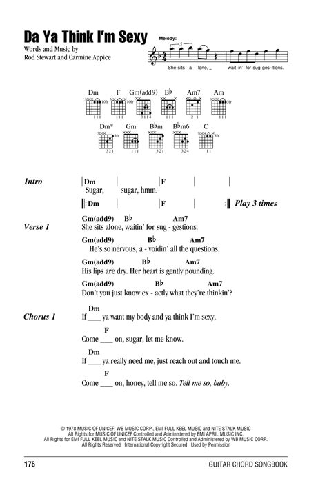 Da ya think i m sexy? Da Ya Think I'm Sexy Sheet Music | Rod Stewart | Guitar ...