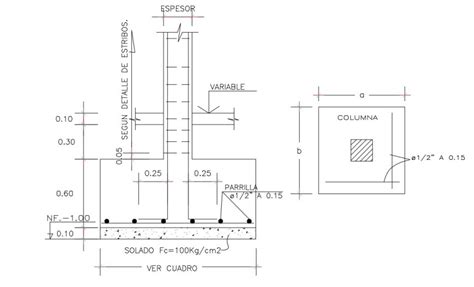 Foundation And Column Section Plan Layout File Cadbull