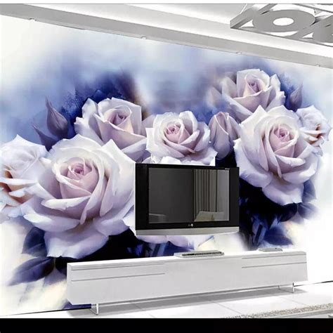 Wellyu Beautiful White Rose Nordic Retro Background Wall Custom Large