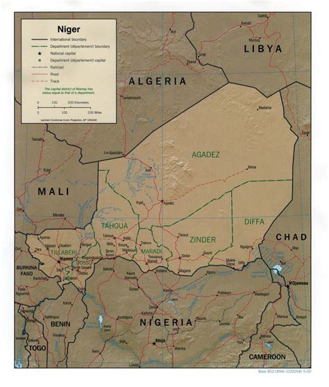 Detailed Relief And Political Map Of Niger Niger Detailed Relief And