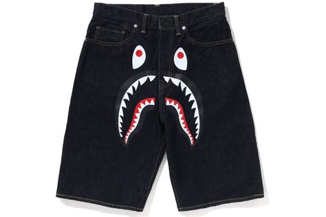 Bape Shark Denim Shorts Ss23 Indigo Ss23 Cn