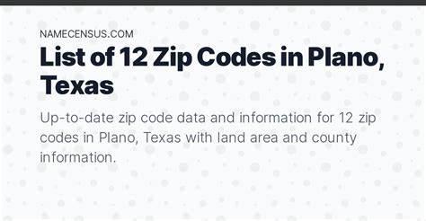 Plano Zip Codes List Of 12 Zip Codes In Plano Texas