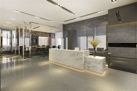3d Rendering Modern Luxury Hotel And Office Reception And Lounge With