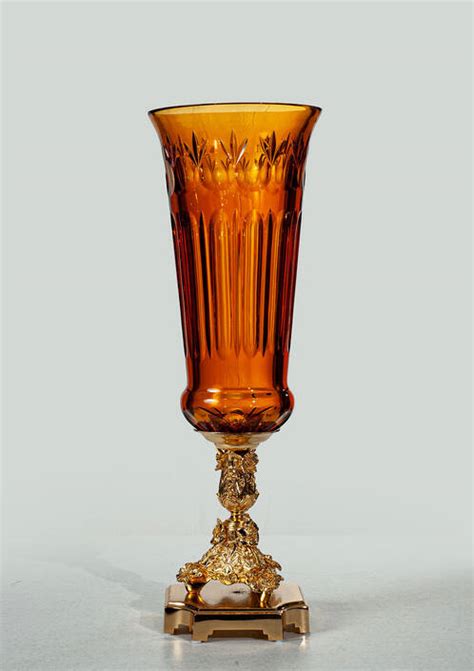 V 1529 Amber Crystal Vase David Michael Furniture