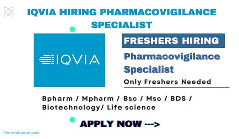 Freshers Job Iqvia Hiring Pharmacovigilance Specialist Bpharm