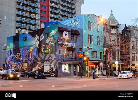 Colorful Mural In Plateau Mont Royal Montreal Canada Stock Photo Alamy