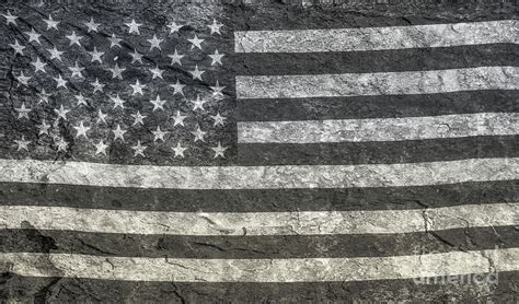 American Flag On Rock Mono Digital Art By Randy Steele