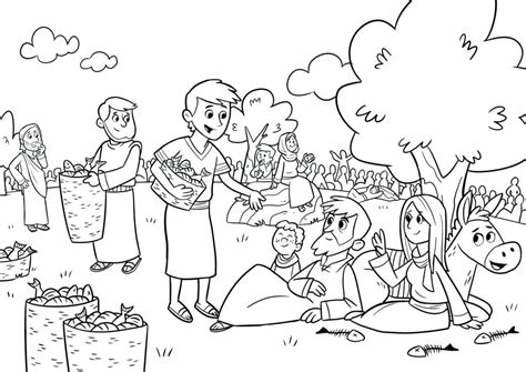 Jesus Feeds The 5000 Coloring Page Bible Coloring Pages Free Bible