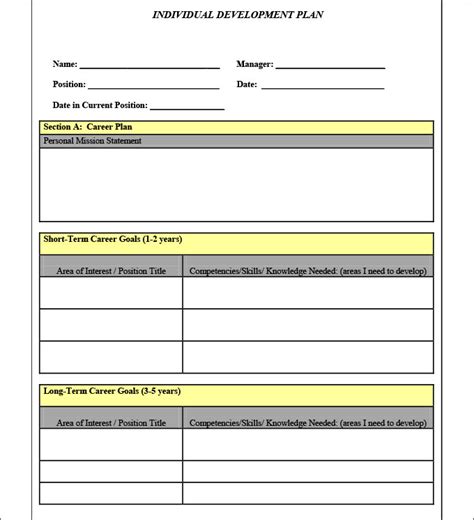 Personal Development Plans Template Pdf Doc Printable