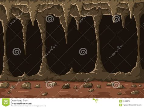 Cartoon The Cave With Stalactites Stock Vector