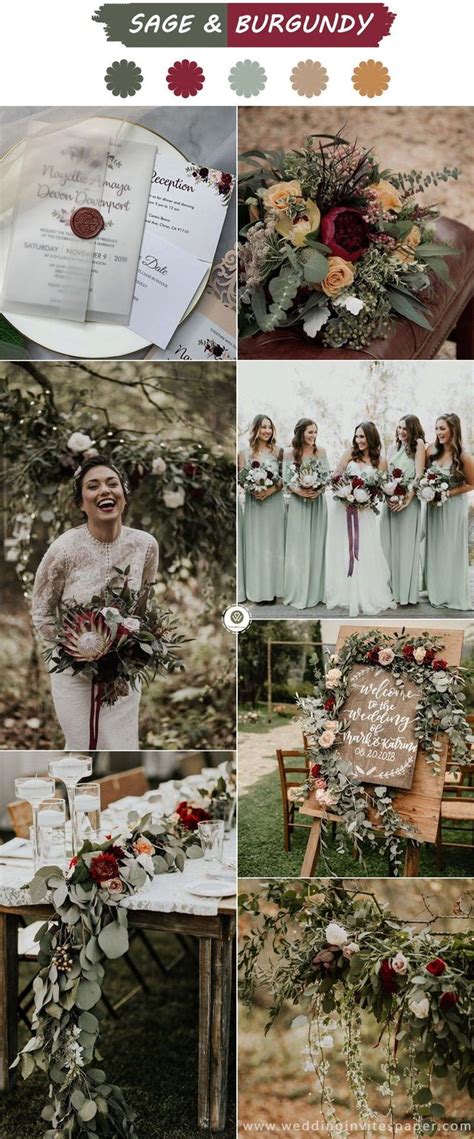 Top 6 Sage Green Weddings Color Palettes Sage And Burgundy Fall And