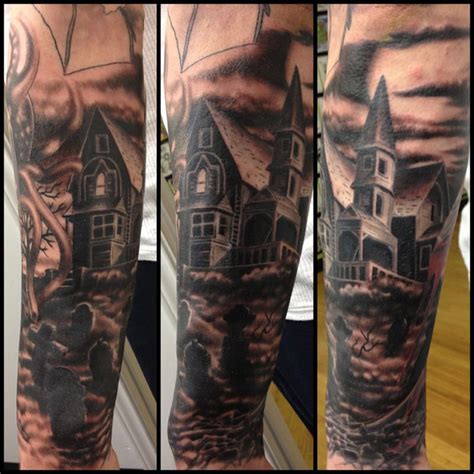 14 Creepy And Cool Haunted House Tattoos Page 7