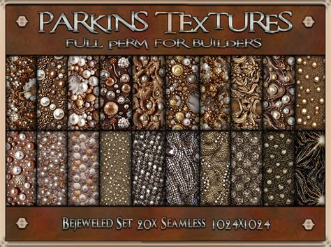 second life marketplace parkins textures bejewelled set 20x full perm seamless 1024x1024