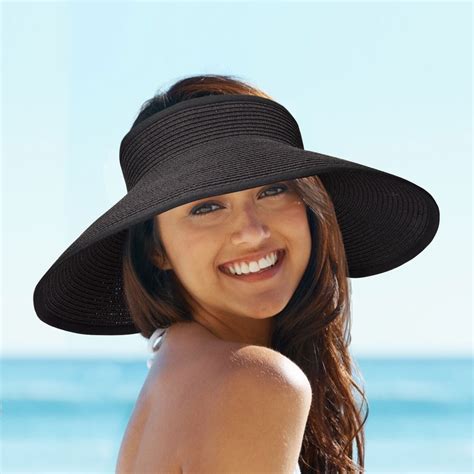 Maylisacc Women S Wide Brim Roll Up Straw Anti Sun Hat Sun Visor