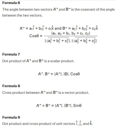 Vector Formulas Tutor Ttd