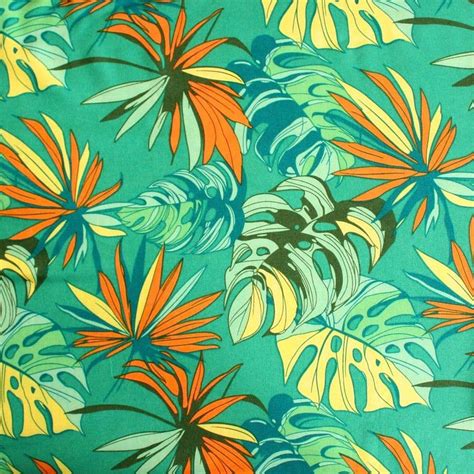 Viscose Dress Fabric Tropical Palm Leaves On Green