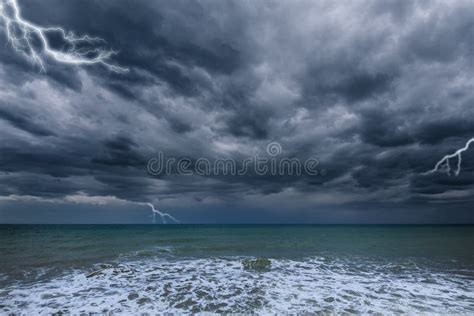 Dark Stormy Sky Above The Ocean Stock Photo Image Of Cloudscape
