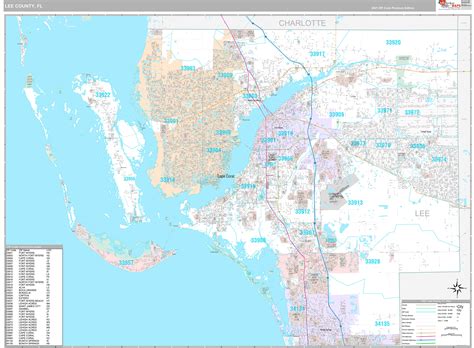 Lee County Fl Wall Map Color Cast Style By Marketmaps Images And
