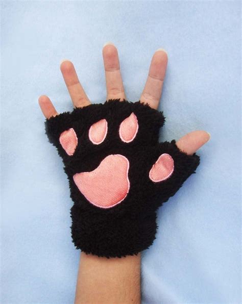 Cat Paw Gloves Black Cat Gloves Cat Pawprint Gloves Etsy
