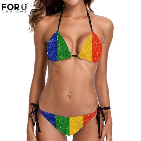 FORUDESIGNS New Women Bikini Set String Two Pieces Swimsuit Colorful