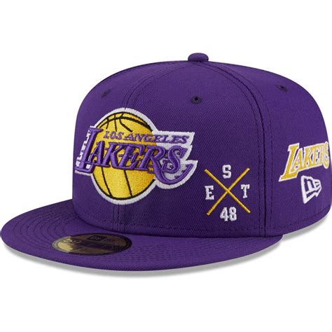 Mens New Era Purple Los Angeles Lakers Multi 59fifty Fitted Hat