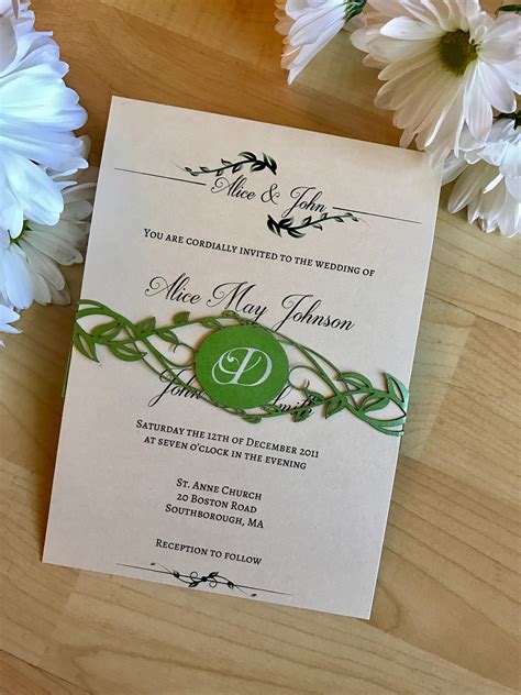 Choosing your wedding theme, just decide how your wooden invitations will look. Greenery wedding invitation with laser cut belly band ...