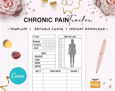 Chronic Pain Logbook Tracker Journal X Canva Editable Etsy