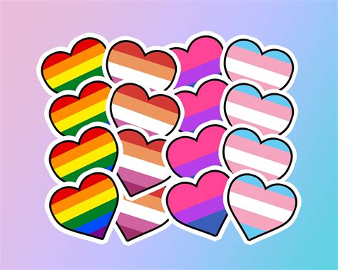 Lgbtq Pride Stickers Flag Hearts High Quality Gloss Finish Etsy