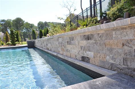 Silver Split Face Travertine Pavers And Coping Swimming Pool