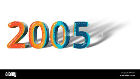 3d Number Year 2005 Joyful Hopeful Colors And White Background Stock