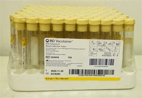 Buy Box Of 100 Tube Yellow Top 85 Ml Glass Acd Solution Abd