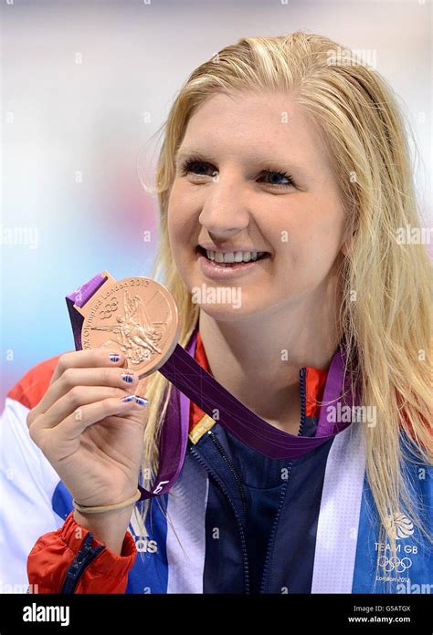 Great Britain S Rebecca Adlington Celebrates With Her Bronze Medal After Finishing Third In The