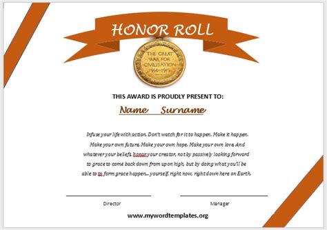 11 Free Honor Roll Certificate Templates My Word Templates