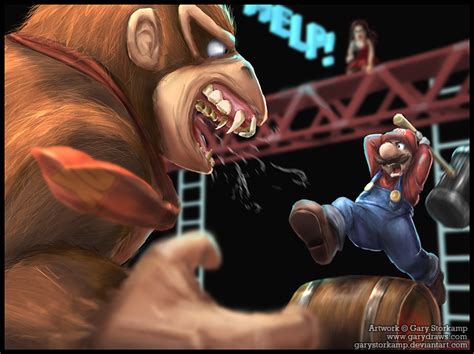 Tomt Mario And Dk Fighting But Hyper Realistic Image