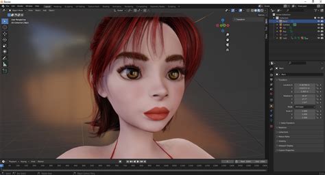 Artstation Prestige Red Hair Stylized Cartoon 3d Naked Woman Rigged Game Assets