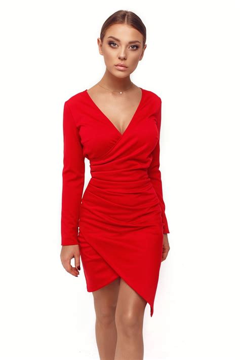 Czerwona sukienka z marszczeniem Czerwony | Sukienki | Tytuł sklepu zmienisz w dziale MODERACJA ...