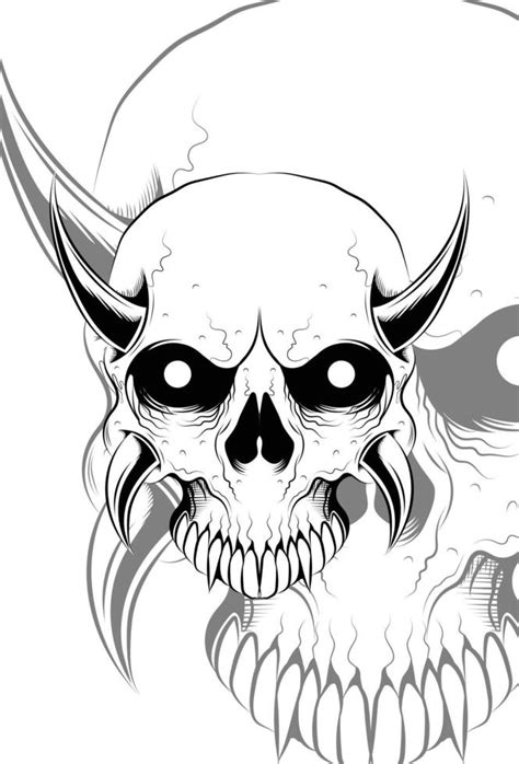 Skull With Devils Vector Illustration 4749210 Vector Art At Vecteezy