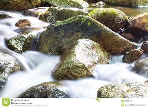 Waterfall And Rocks Covered With Moss Stock Image Image Of Freshness
