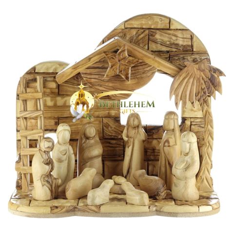 Hand Crafted Olive Wood Nativity Set From Bethlehem