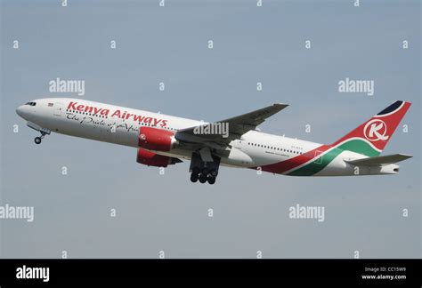 Kenya Airways Boeing 777 200er 5y Kyz Taking Off From London Heathrow