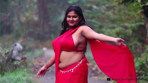 Megha Das Ghosh Saree Megha Das Ghosh In Red Saree Bong Beauty Saree Video Youtube