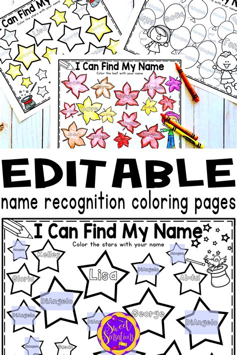 Name Recognition Worksheets Color My Name Editable Editable Name