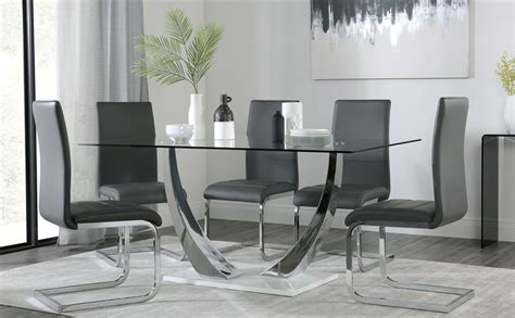 So you can fully enjoy your relaxation time and your guests. Peake Glass and Chrome Dining Table (White Gloss Base ...