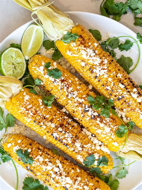 Healthy Grilled Mexican Street Corn Elotes With Chili Lime Oil And