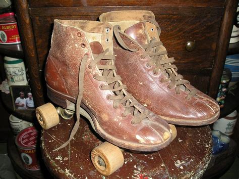 1940s Era Roller Skates With Wood Wheels By The Chicago Roller Skate