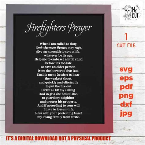 Firefighters Prayer Svg Firefighter Svg First Responder Dxf Etsy