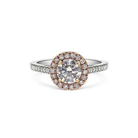 Pandora Round Cut Diamond Pink Diamond Halo Microset Engagement Ring