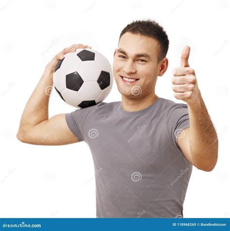 Happy Handsome Holding Soccer Ball Stock Image Image Of Adult Hold