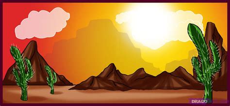 How To Draw A Desert Scene Step By Step Landscapes Landmarks