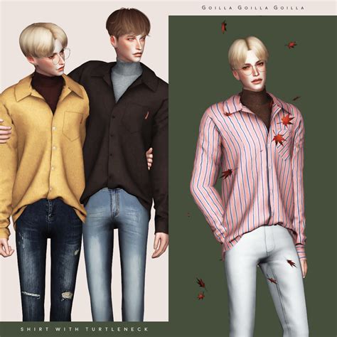 Shirt With Turtleneck Gorilla X3 Sims 4 Male Clothes Sims 4 Clothing